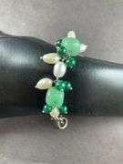 Multi gemstone 7.25in stainless bracelet