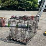 Two-Door Wire Pet Cage with Plastic Liner, 35”Lx22”Wx24”H