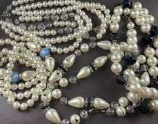 Costume Jewelry, 4 Necklaces With Pearls (Faux )Large And Small Beads