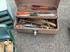 Two Metal Toolboxes, Four-Drawer Organizer, and Fishing Toolbox