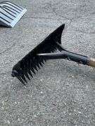 Garden Tools Set Featuring Dual-Sided Rake, Post Hole Digger, and Wooden Handle Edger