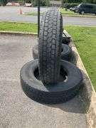 Four 11R24.5 TOYO M647 Tires with Minimal Tread, Sold As-Is