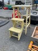 Yellow Painted Step Stool with Three Tiers
