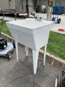 Freestanding Utility Sink With Dual-Handle Faucet