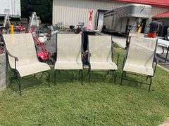 Four Spring Rocking Chairs with Metal Frames and Mesh Seats