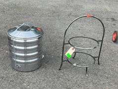 Galvanized Camping Food Storage Container and Two-Tier Plate Rack