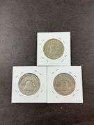 Three Franklin half dollars 1953D, 1953, and 1953S