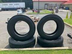 Four 11R24.5 TOYO M647 Tires with Minimal Tread, Sold As-Is