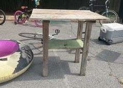 Wooden Work Table with Lower Shelf, 34”Hx34”Lx28”W