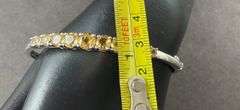 Bangle Bracelet Side Clasp With Citrine Colored Stones 12.5 grams Sterling Silver size 2 1/2"