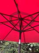 5-Piece Patio Set with Aluminum Frame Chairs, Glass-Top Table, and 8’ Dia. Red Umbrella