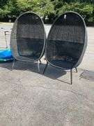 All-Weather Wicker Egg-Shaped Chairs with Four Legs