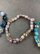 Three Beaded Bracelets Purples And Blues