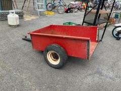 Red Metal Tag-Along Wagon With Missing Back Panel