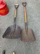 Two Metal Head Shovels with Wooden Handles