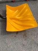 Plastic Snow Shovel with Curved Handle and Yellow Scoop