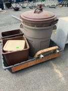 Plastic Bin with Trashcans and Planter Dolly