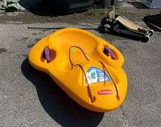 Yellow Rubbermaid Snow Sled with Rope Handle
