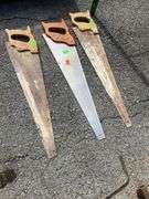 Three Handsaws with Wooden Handles