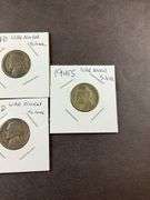 Five silver Jefferson nickels 1944/1945