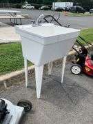 Freestanding Utility Sink With Dual-Handle Faucet