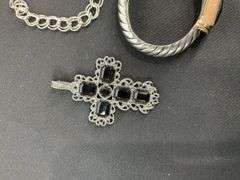 Costume jewelry, two cross pendants and two bracelets