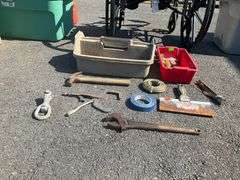 Divided Tool Bin and Rectangle Bin with Assorted Tools