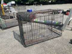 Two-Door Wire Pet Cage with Plastic Liner, 35”Lx22”Wx24”H