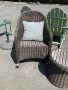 3-Piece Wicker Set With Two Rocking Chairs and Round Table