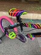 Kids’ Bike With Training Wheels and Multicolor Zebra Stripe Accents