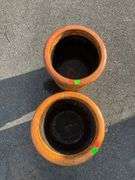 Clay Planters with Geometric Design and Pre-Drilled Holes, 15”Hx12.5” Openings