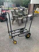 Black Metal Four-Wheel Utility Cart with Yellow Accents