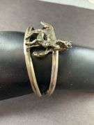 Large Cuff Bracelet With Horses 26.8 grams Sterling Silver size 2" Mexico