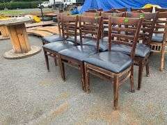 Seven Chairs with Wooden Frames and Fabric Upholstered Seats