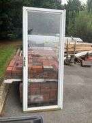 Glass Front Storm Door with Brass Handle, 80″Hx32″W