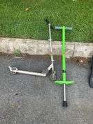 Folding Metal Scooter and Green Pogo Stick