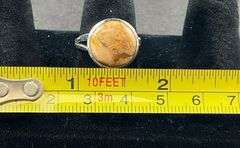 Sterling silver coral jasper ring size 7