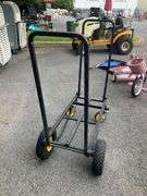 Black Metal Four-Wheel Utility Cart with Yellow Accents