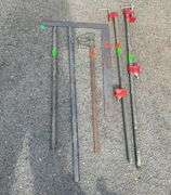 Pipe Clamps, Two Metal Poles, and Square Ruler Set
