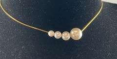 Gold over sterling silver faux four pearl necklace 16in