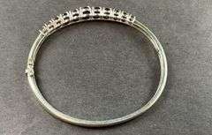 Bangle Bracelet Side Clasp With Garnet Colored Stone 13.8 grams Sterling Silver size 2 1/2"