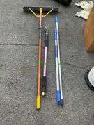 Push Broom with Pressure Washer Attachment and Two Aluminum Handles