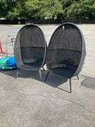 All-Weather Wicker Egg-Shaped Chairs with Four Legs