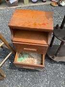 Mold-Affected Furniture Including Stools, Side Cabinet, and Shelving Unit, salvage rights to lot will be kept outside, From the Estate of George R. Rotenberry.