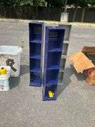 Four Swivel three-Tier Shelving Unit, 37-inch Height, Blue and Gray Finish