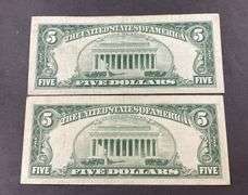 Two 1963 $5 red seals
