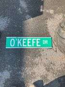 Green O’Keefe Dr Street Sign, 24″L x 6″H