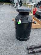 Black Metal Dairy Can with Handles and Lid, 23″H