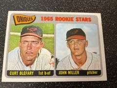 1965 Topps Orioles Rookie Stars Baseball Card Featuring Curt Blefary and John Miller
