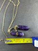Amethyst pendant necklace 36in goldtone